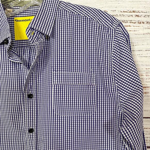 Descendent of Thieves Purple Gingham Dress Shirt, EUC, Size Large, MSRP $155 - Picture 3 of 11